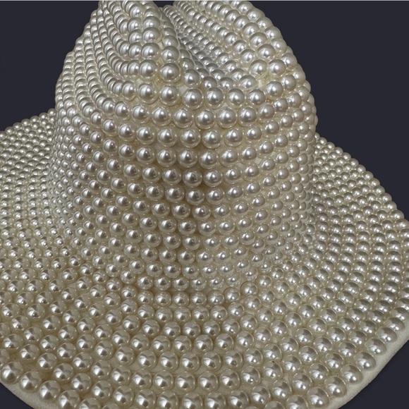 Pearl-Embellished Cream Hat - Picture 2 of 4